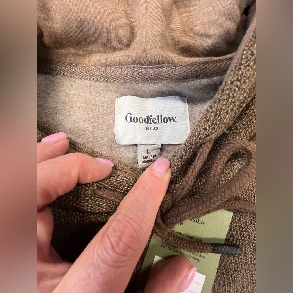 Men’s Goodfellow and Co Brown Hooded Sweatshirt with pockets. Size L. NWT - Picture 8 of 8